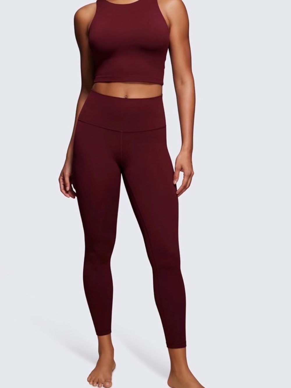 CRZ YOGA High-Waist Burgundy Leggings - Large - Red Merlot